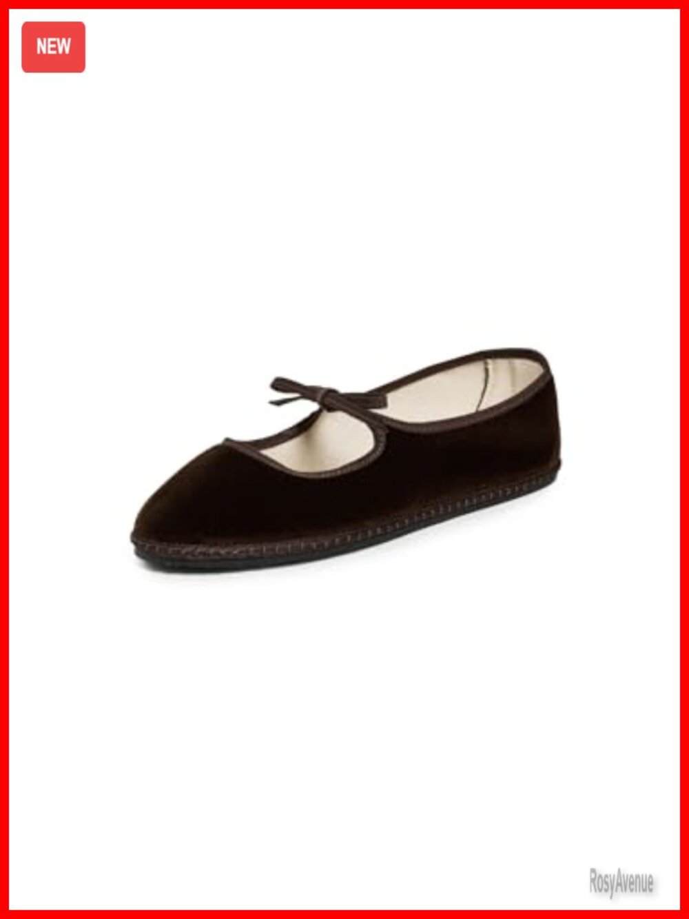 Velvet Mary Jane Flats Grosgrain Trim Tie Vamp Pull-On